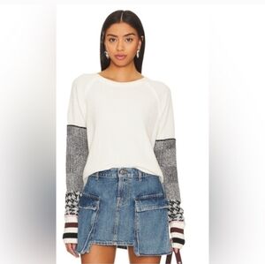 Free People We The Free Mod About You Thermal Cuff Sleeve Shirt White Size XS